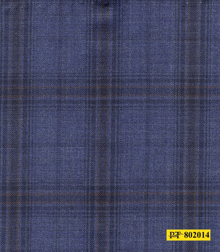 802014/P3-20905 Denim Blue With Navy & Brown Check Jacket Fabric