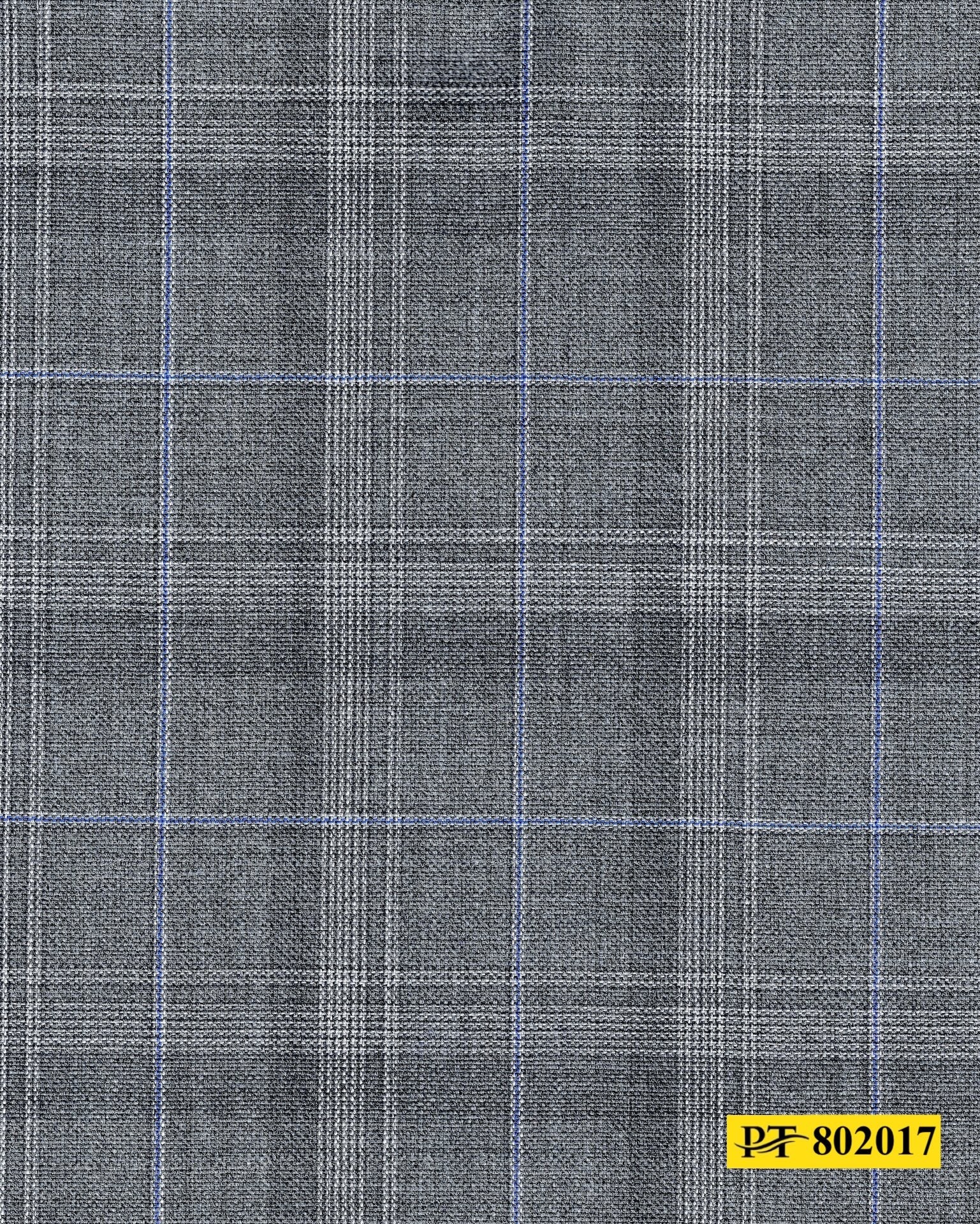 802017/P3-20908 Light Grey With Silver & Blue Check Jacket Fabric