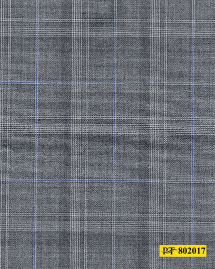 802017/P3-20908 Light Grey With Silver & Blue Check Jacket Fabric