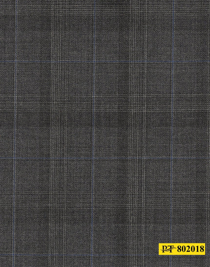 802018/P3-20909 Grey With Silver and Blue Check Suit Fabric
