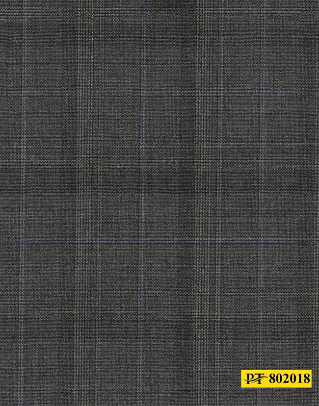 802018/P3-20909 Grey With Silver and Blue Check Suit Fabric