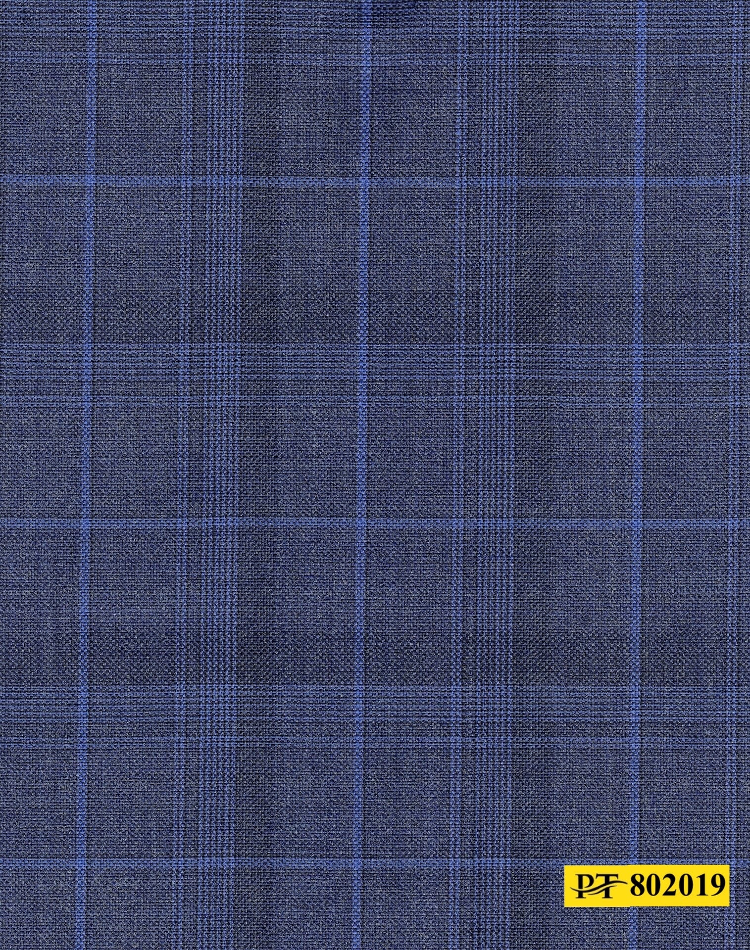802019/P3-20910 Royal Blue With Light Blue Check Suit Fabric