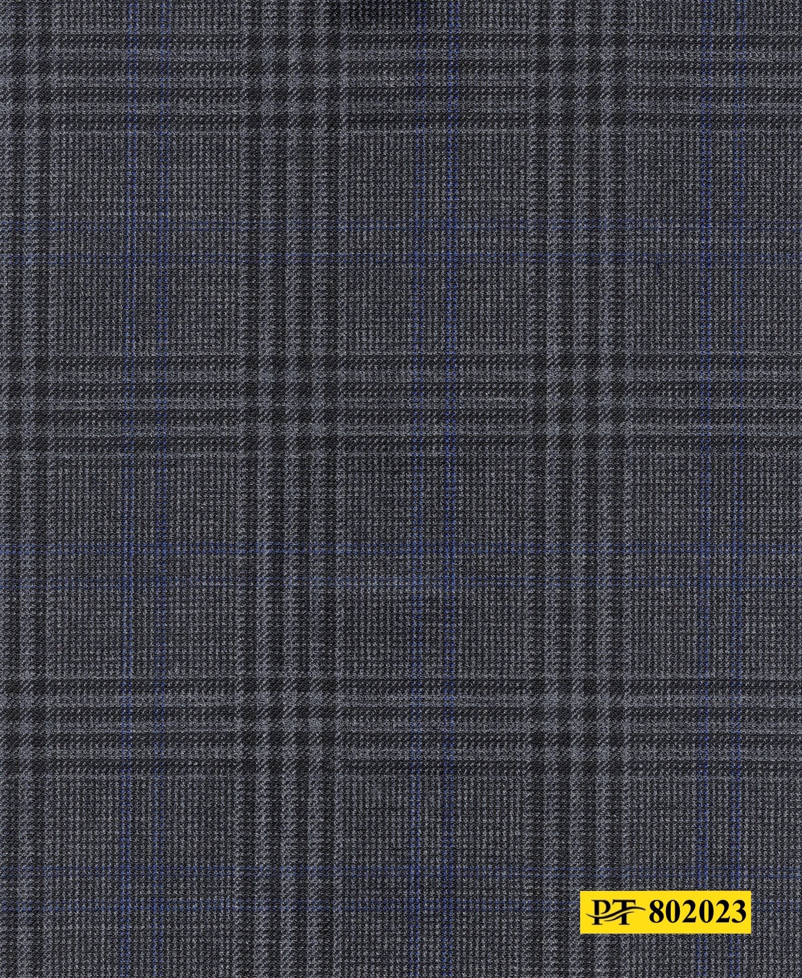 802023/P3-20914 Charcoal Grey With Black and Blue Check Suit Fabric