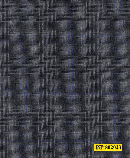 802023/P3-20914 Charcoal Grey With Black and Blue Check Suit Fabric