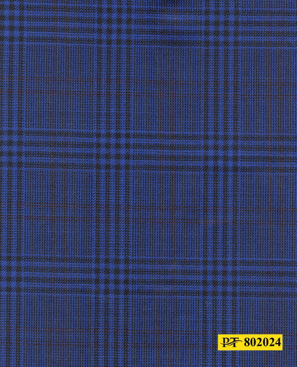 802024/P3-20915 Royal Blue With Black & Burgundy Check Jacket Fabric