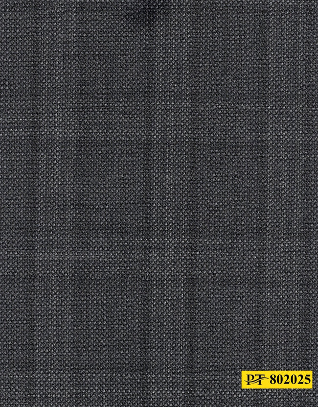 802025/P3-20916 Charcoal Grey With Black and White Check Suit Fabric