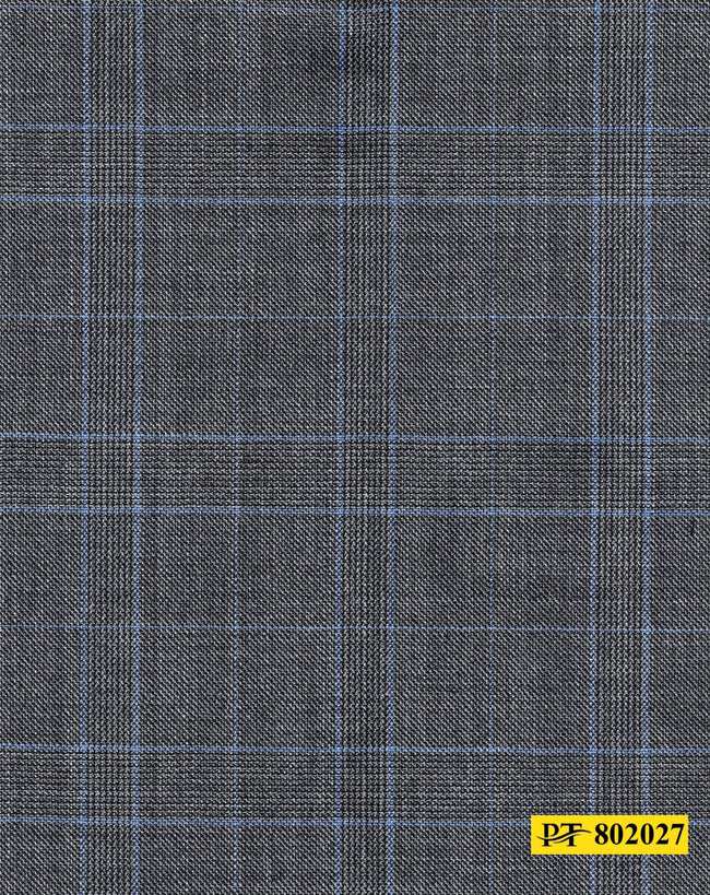 802027/P3-20918 Grey With Light Blue Check Jacket Fabric
