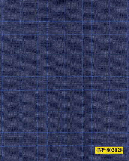 802028/P3-20919 Navy Blue With Light Blue Check Jacket Fabric