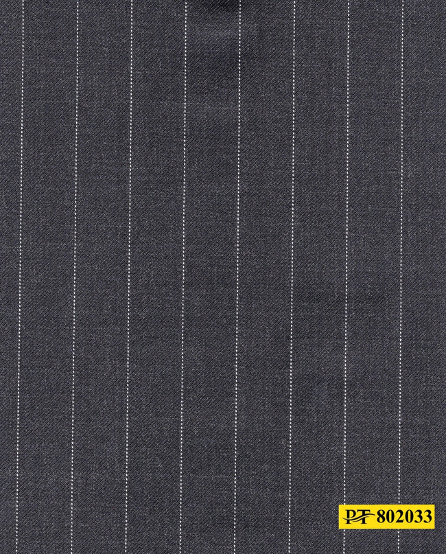 802033/P3-20924 Charcoal Grey With White Stripe Suit Fabric