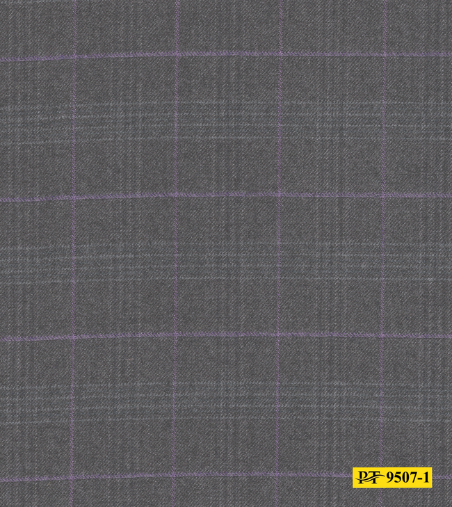 9507-1/P4-18173 Ash Grey With Purple Check Jacket Fabric