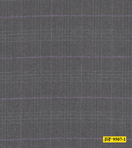 9507-1/P4-18173 Ash Grey With Purple Check Suit Fabric