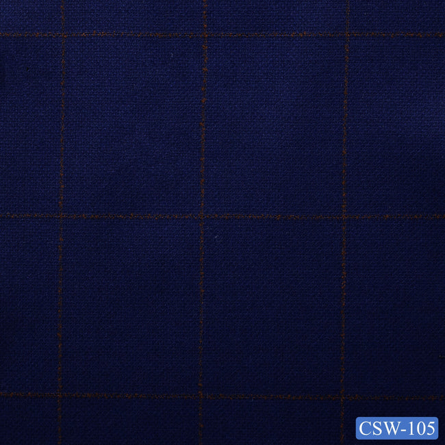 CSW-105/V3-19065 Blue With Brown Check Pants Fabric