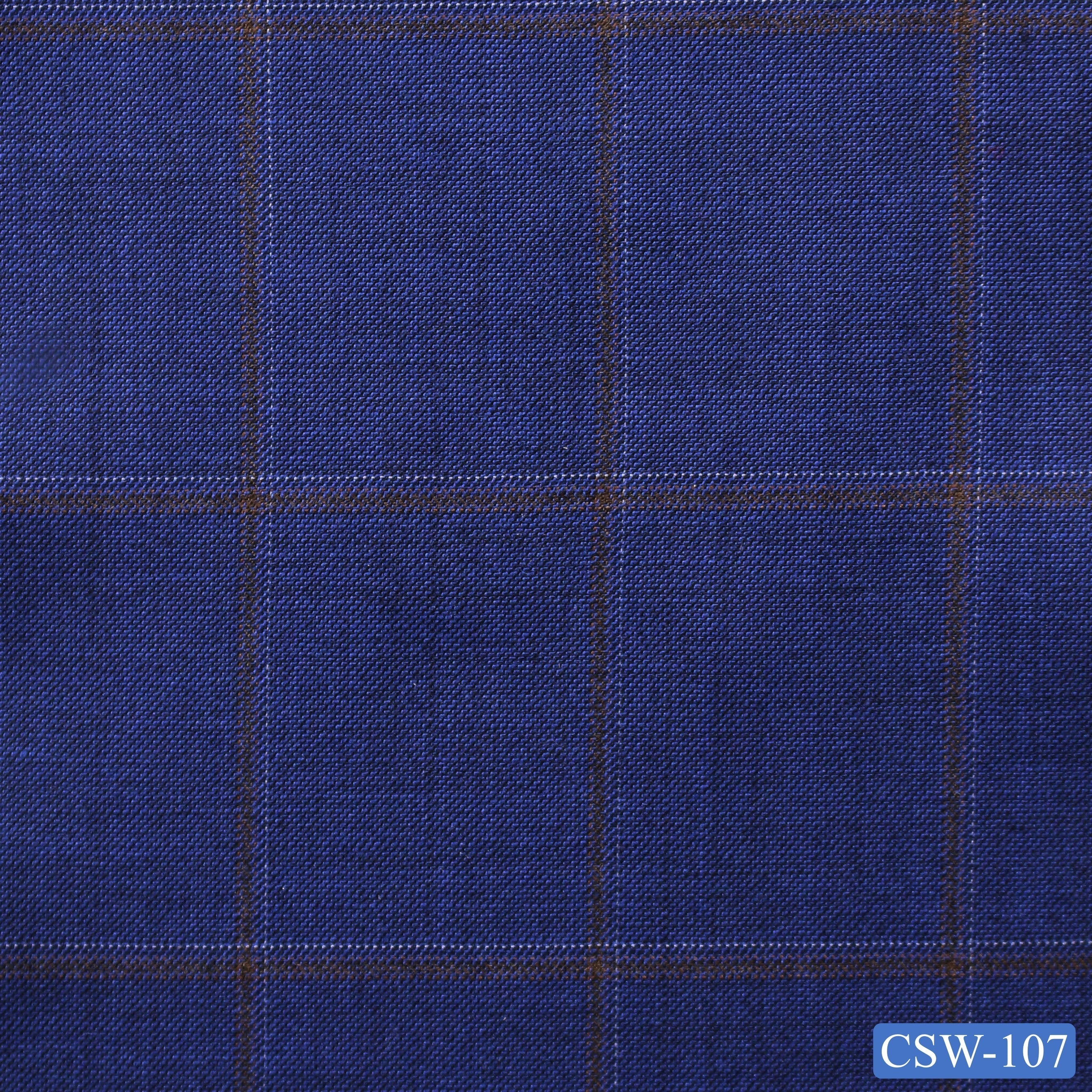 CSW-107/V3-19067 Blue With Brown Check Pants Fabric