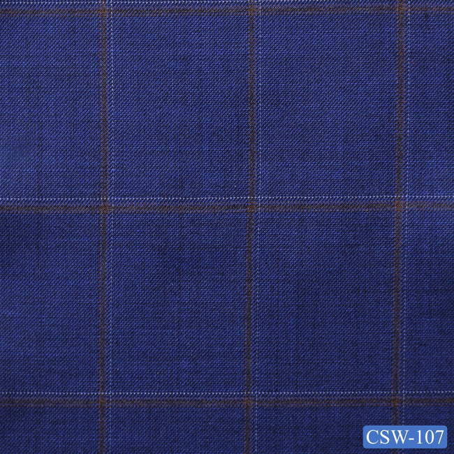 CSW-107/V3-19067 Blue With Brown Check Pants Fabric