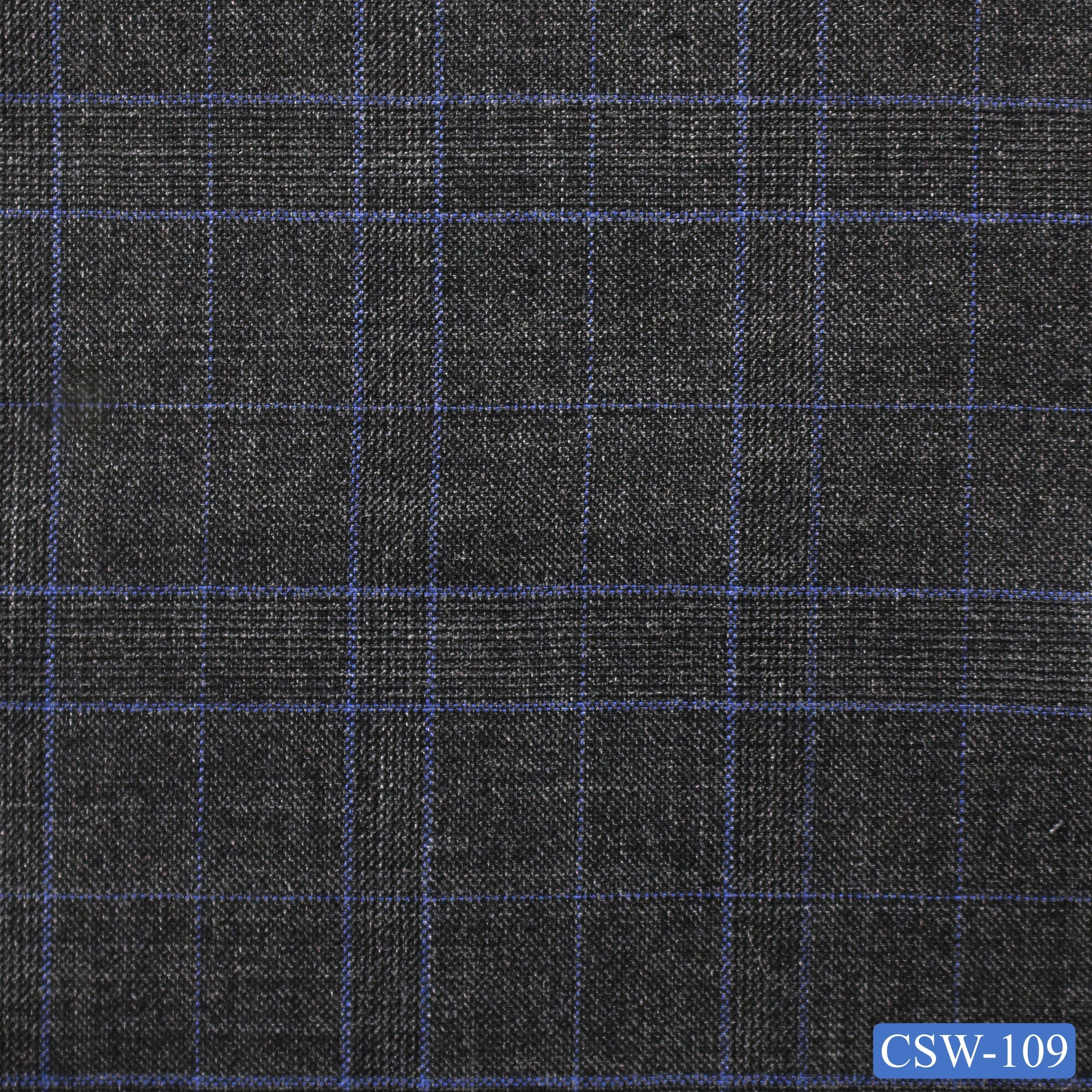 CSW-109/V3-19069 Grey With Blue Plaid Vest Fabric