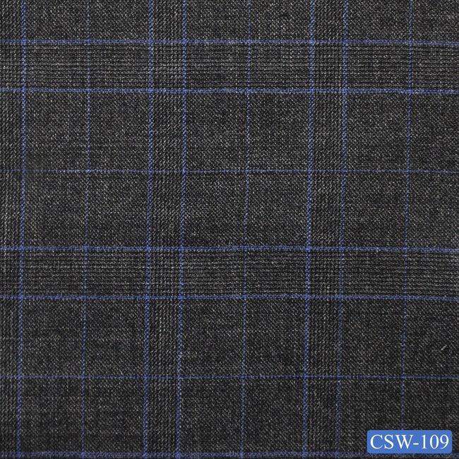CSW-109/V3-19069 Grey With Blue Plaid Pants Fabric