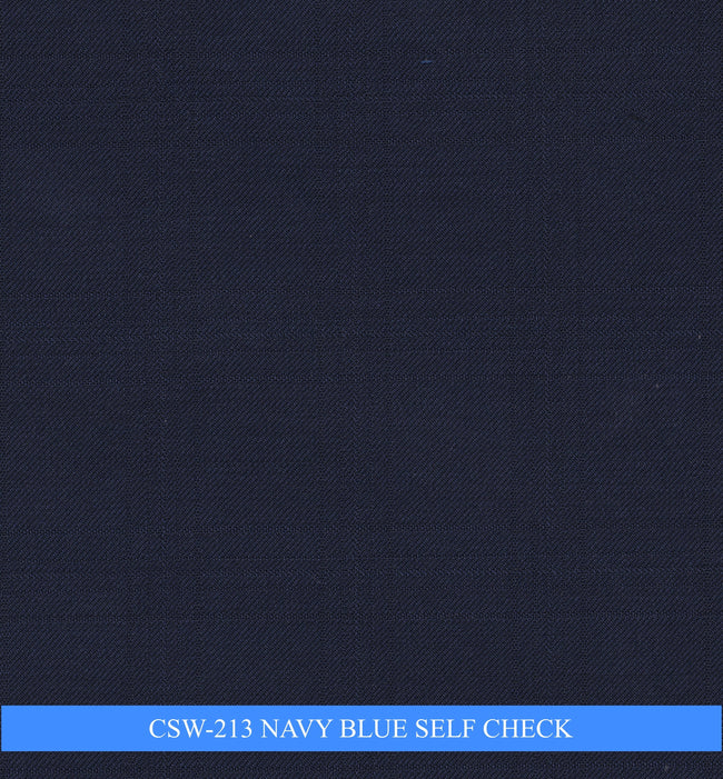 CSW-213/V3-19132 Navy Blue Self Check Pants Fabric