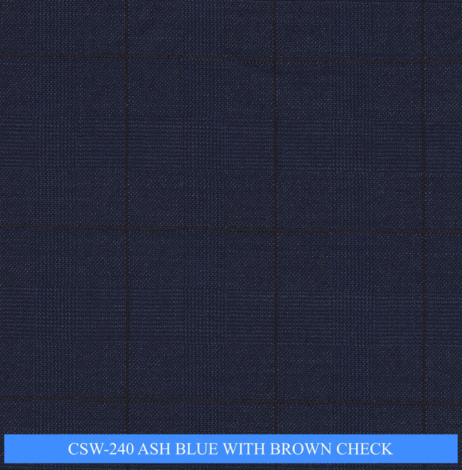 CSW-240/V3-19159 Ash Blue With Brown Check Pants Fabric
