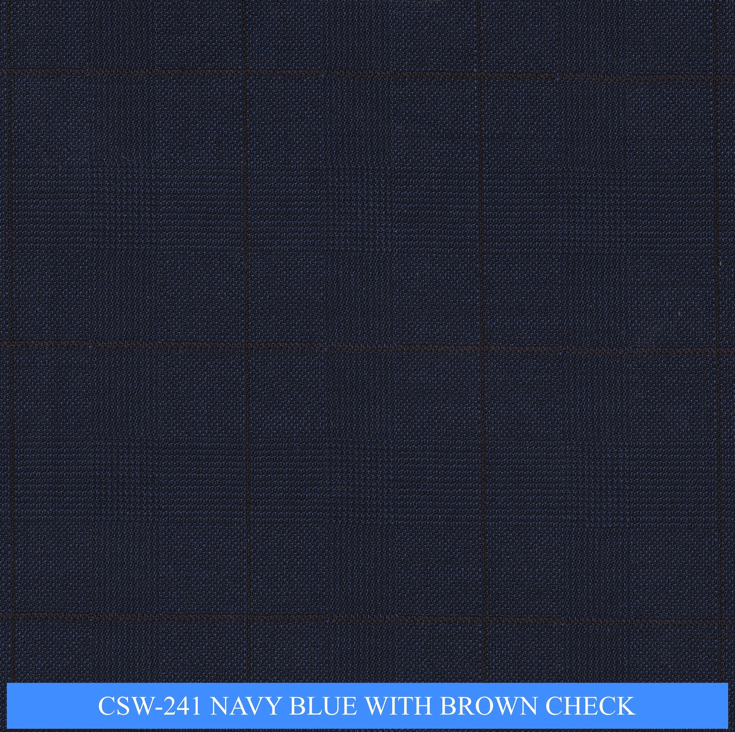 CSW-241/V3-19160 Navy Blue With Brown Check Pants Fabric
