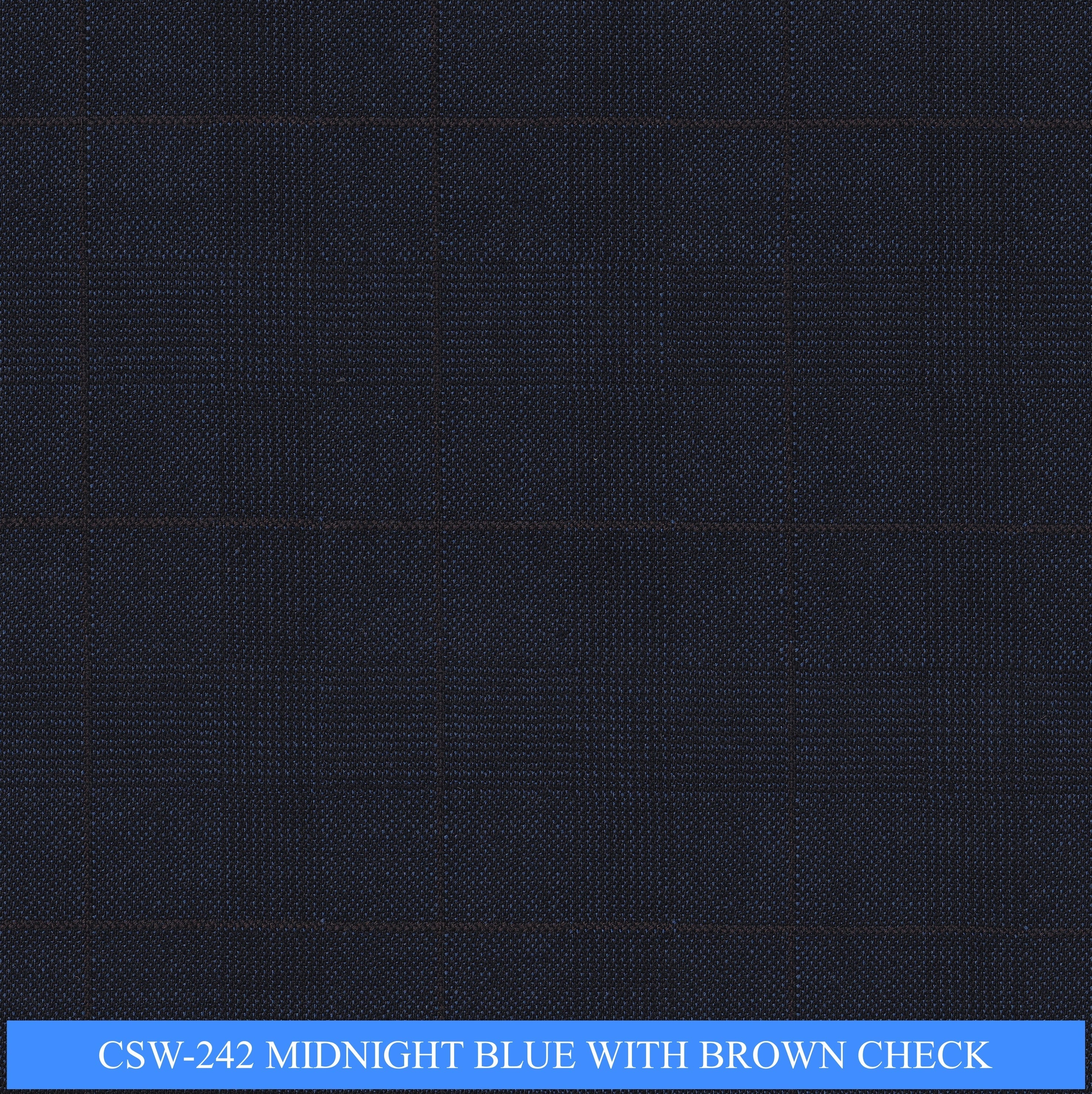 CSW-242/V3-19161 Midnight Blue With Brown Check Pants Fabric