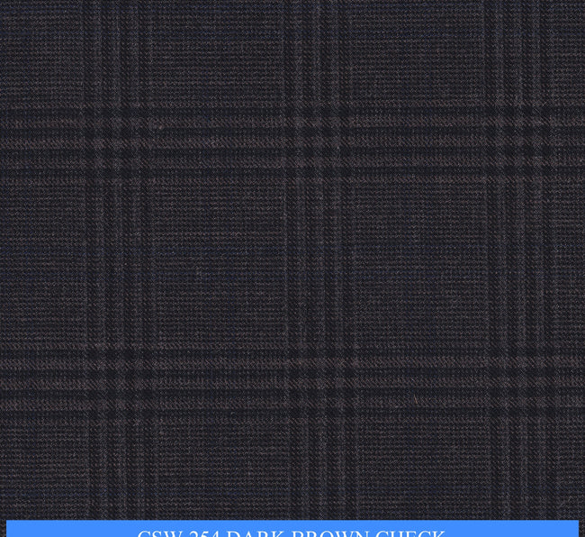 CSW-254/V3-19173 Dark Brown Check Pants Fabric