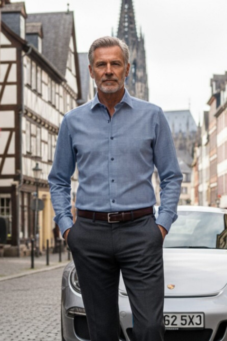 Denim Blue Solid Flannel Look Shirt