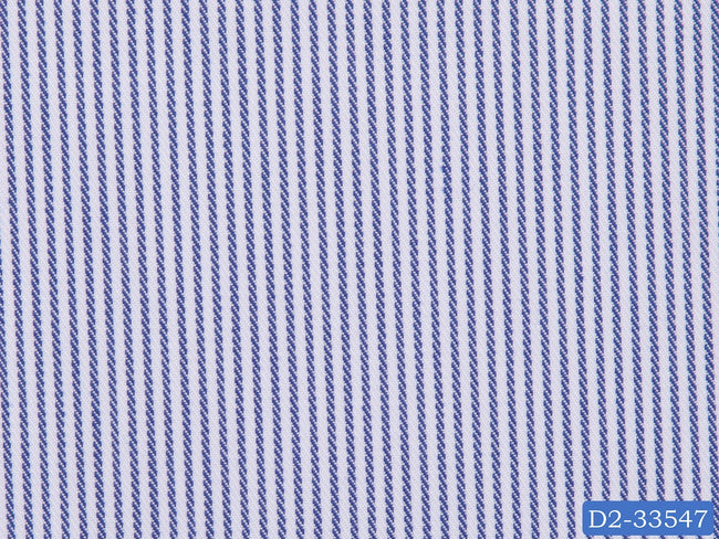 D2-33547 White With Blue Stripe Shirting Fabric