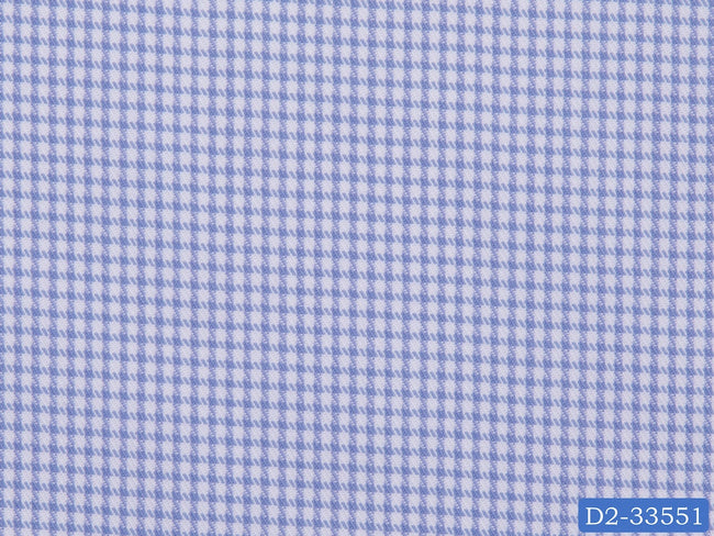 D2-33551 White With Small Light Blue Check Shirting Fabric