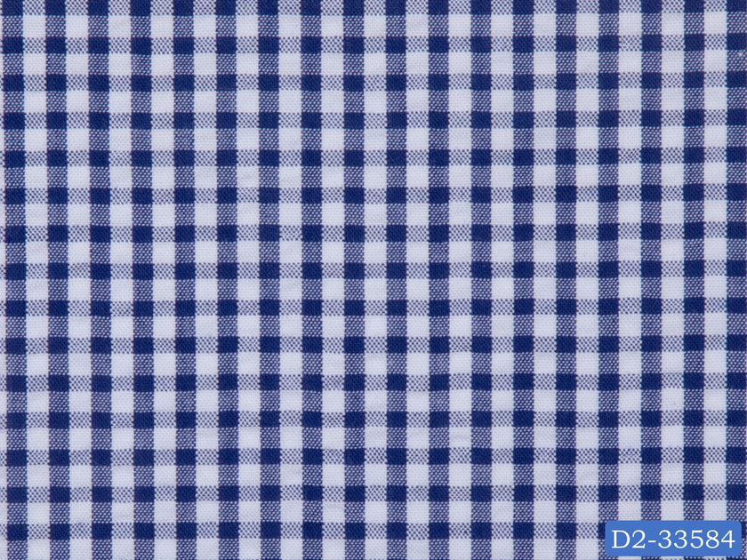 SEERSUCKER-14/D2-33584 Royal Blue and White Check Shirting Fabric