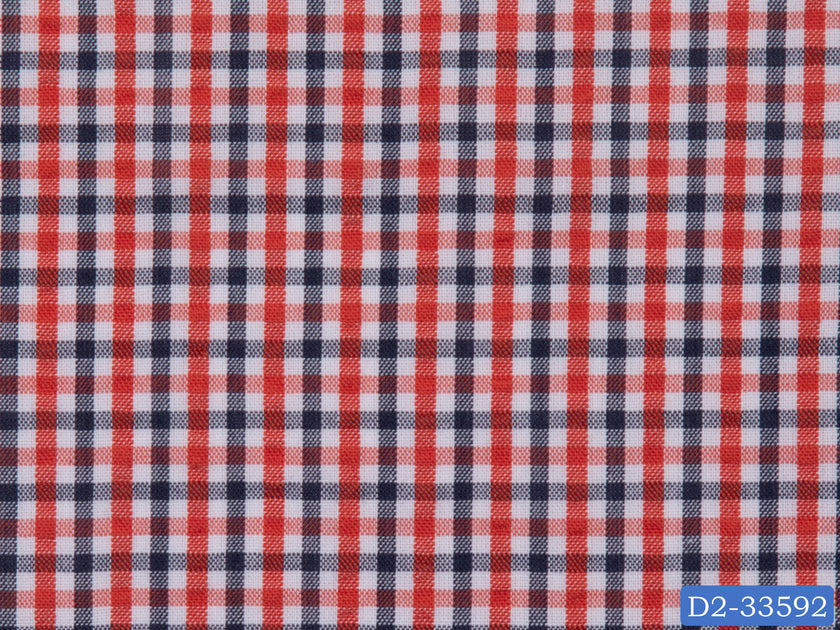 SEERSUCKER-19/D2-33592 White with Red and Dark Blue Check Shirting Fabric