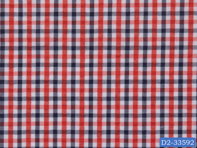 SEERSUCKER-19/D2-33592 White with Red and Dark Blue Check Shirting Fabric