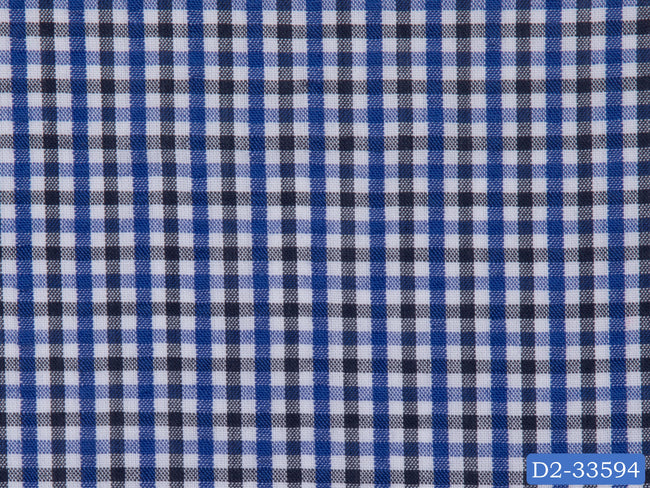 SEERSUCKER-20/D2-33594 White with Blue and Dark Blue Check Shirting Fabric