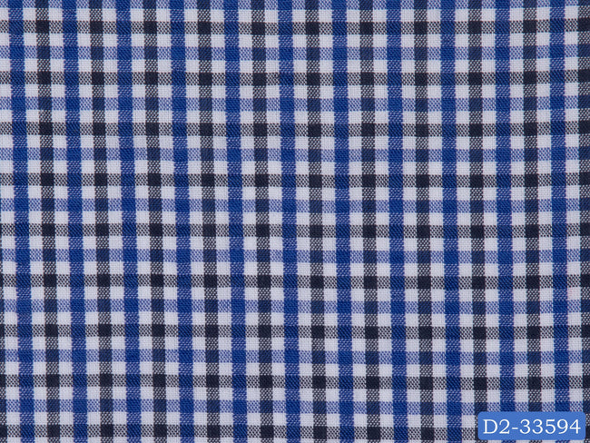SEERSUCKER-20/D2-33594 White with Blue and Dark Blue Check Shirting Fabric