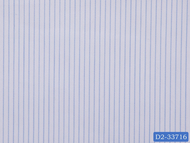 D2-33716 White With Light Blue Stripe Shirting Fabric