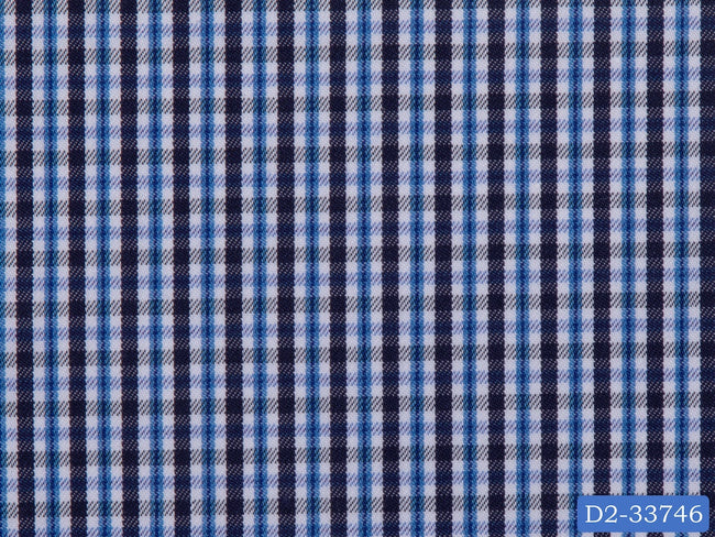 D2-33746 Dark Blue And Blue Check Shirting Fabric