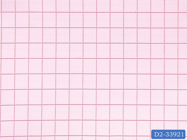 D2-33921 Burgundy Check On Pink Houndstooth Shirting Fabric