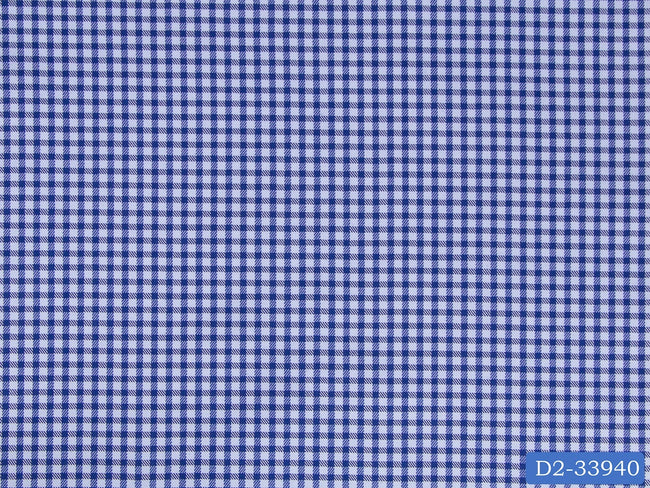 D2-33940 Navy Check On Light Blue Shirting Fabric
