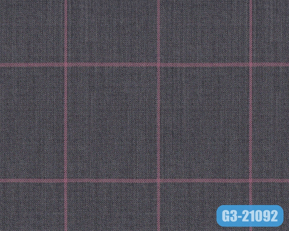 72661/G3-21092 Light Grey With Pink Check Suit Fabric