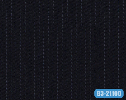 72649/G3-21100 Dark Navy With Light Blue Stripe Suit Fabric