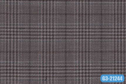 GS7825/G3-21244 Tan Brown Houndstooth With Light Blue Check Jacket Fabric