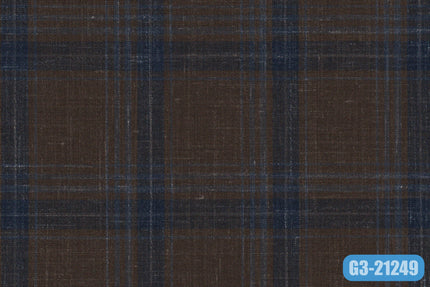 GS7830-1/G3-21249 Brown With Blue Check Jacket Fabric