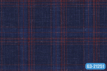 GS7832/G3-21251 Blue With Red Check Jacket Fabric
