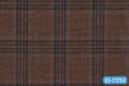 GS7834/G3-21253 Light Brown With Navy Check Jacket Fabric