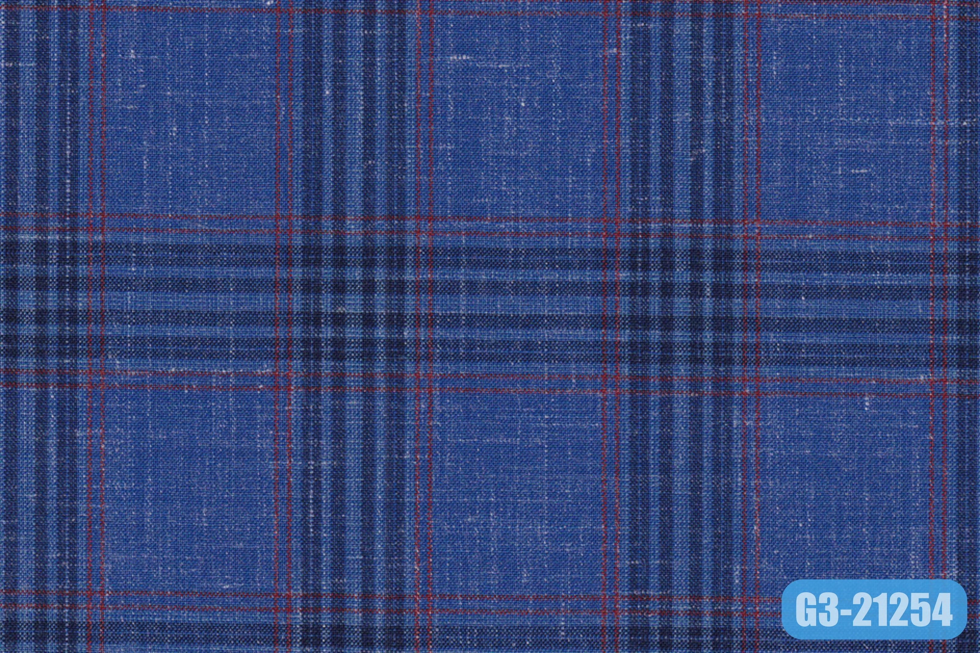 GS7835/G3-21254 Blue With Navy & Red Check Jacket Fabric