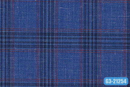 GS7835/G3-21254 Blue With Navy & Red Check Jacket Fabric