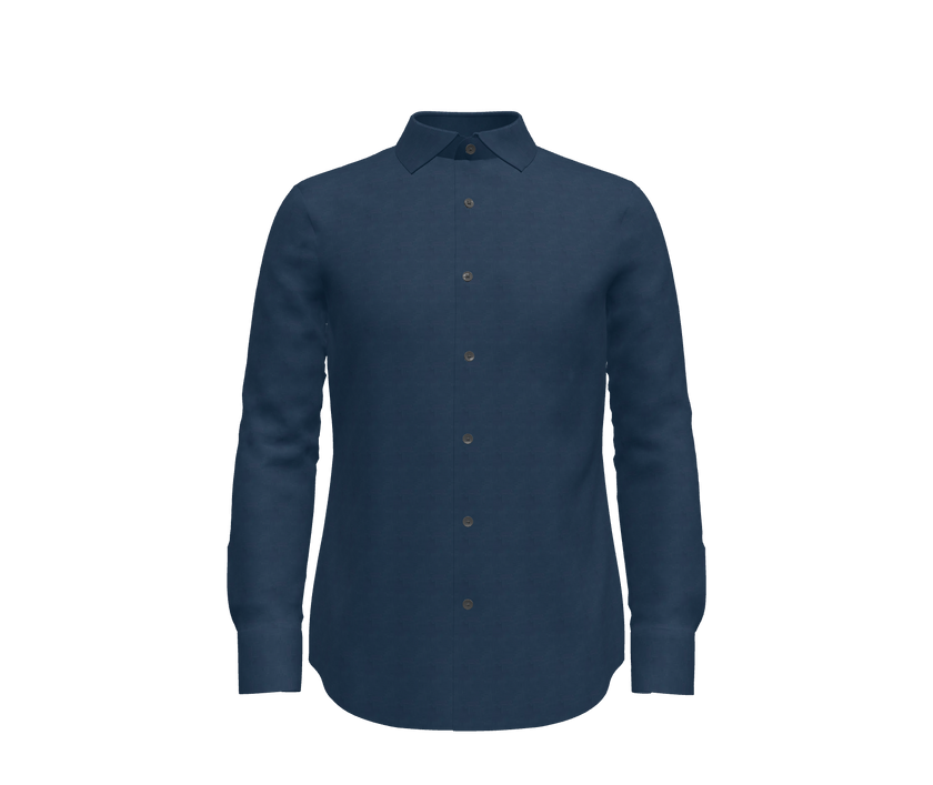 Dark Navy Solid Flannel Look Shirt