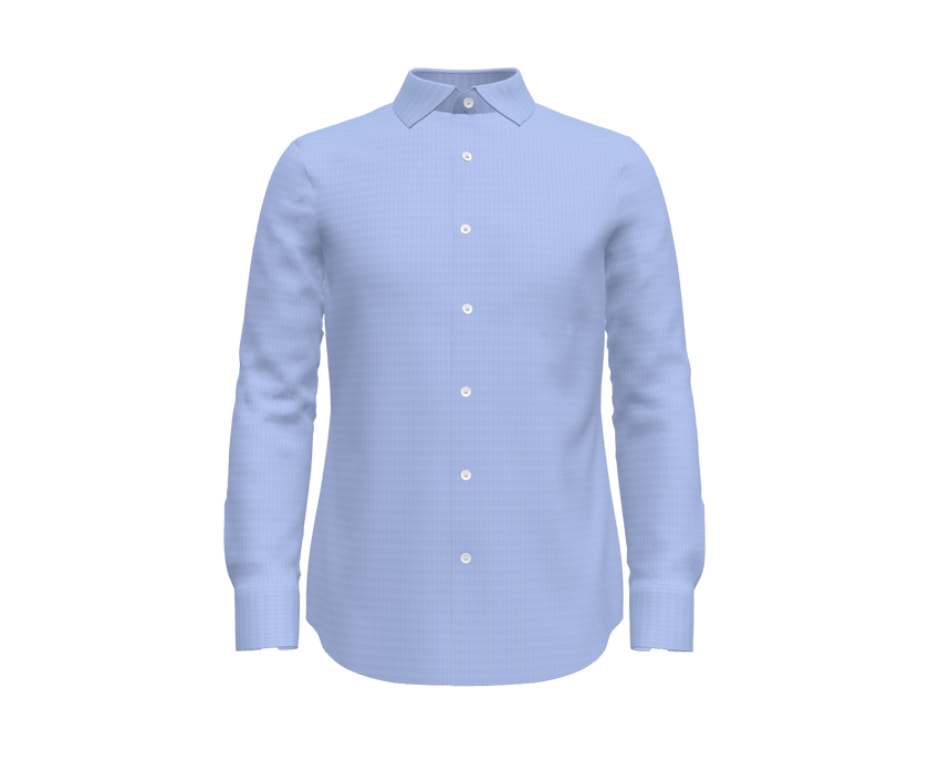 Light Blue and White Micro Houndstooth Shirt