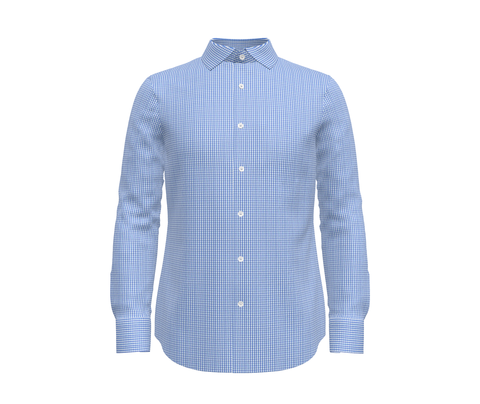 Blue and White Gingham Check Shirt