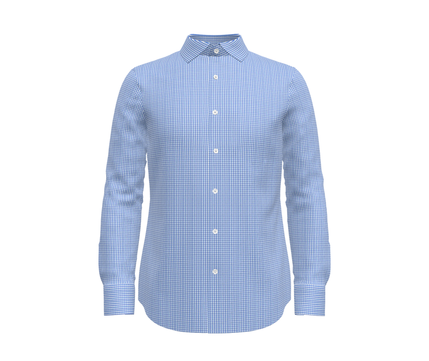 Blue and White Gingham Check Shirt