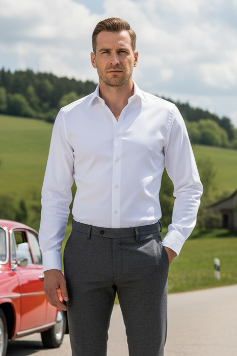 Light Blue and White Pinpoint Self Texture Shirt